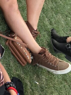 Vans Women's Brown Suede Fringe High-Top Sneakers